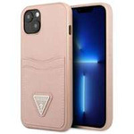 Case GUESS Apple iPhone 13 Mini Saffiano Triangle Logo Cardslot Pink Hardcase