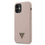 Case GUESS Apple iPhone 12 Mini Silicone Triangle Logo Pink Hardcase