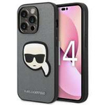 Case Karl Lagerfeld iPhone 14 Pro Max 6.7" silver/silver hardcase Saffiano Karl`s Head Patch