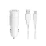 Rivacase Charger Car + USB-C 3.4A / 2xUSB white