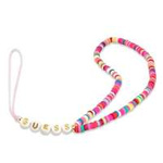 GUESS Phone Strap Heishi Beads Pendant Multicolored Pink