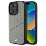 Case BMW iPhone 16 Pro Max 6.9" grey/grey hardcase Sign Leather Textured and Line MagSafe