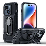Joyroom Dual Hinge case for iPhone 14 armored case with a stand and a ring holder black