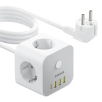Baseus PowerCombo 7 in 1 Power Strip Cube, 3 AC + 3 x USB-A + 1 x USB-C 20W 1.5 m - white