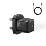 Joyroom small fast charger USB Type C PD 25W UK plug black + cable USB Type C - USB Type C (L-P251)