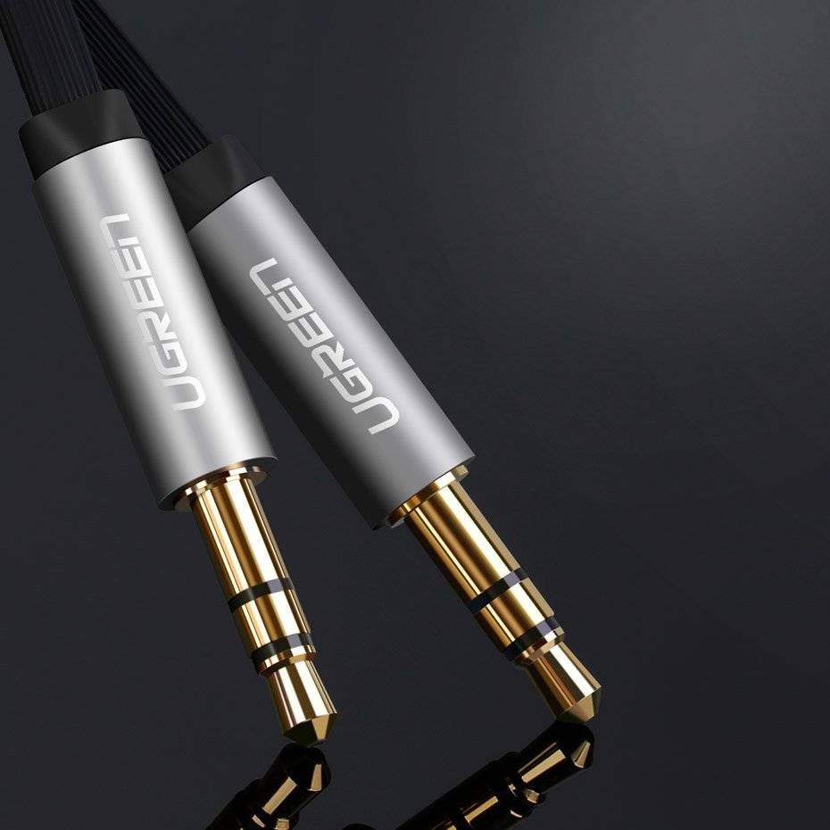 Ugreen flat cable AUX audio cable 3.5 mm mini jack 5m silver (10729) - ✓  4GSM.COM
