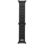 Pasek Audi Logo Genuine Leather Magnetic Ring do Apple Watch 44/45/46/49mm czarny
