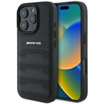 ETUI AMG iPhone 16 Pro  6.3" czarny/black hardcase Leather Debossed Lines Black Logo