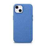 iCarer Litchi Premium Leather Case iPhone 14 Plus Funda magnética de cuero con MagSafe azul claro (WMI14220711-LB)