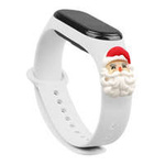 Correa Muñequera navideña para Xiaomi Mi Band 4 / Mi Band 3 Pulsera navideña con correa de silicona blanca (Santa)