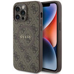 Etui Guess GUHMP15XG4GFRW iPhone 15 Pro Max 6.7" brązowy/brown hardcase 4G Collection Leather Metal Logo MagSafe Case