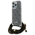 Etui Guess iPhone 16 Pro brązowy/brown hardcase Crossbody Cord 4G Print