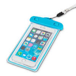 Funda impermeable de PVC para móvil con cordón - azul