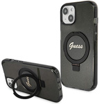 Etui Guess GUHMP14SHRSGSK iPhone 14 / 15 / 13 6.1" czarny/black hardcase Ring Stand Script Glitter MagSafe Case