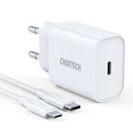 Choetech Cargador de pared USB Tipo C 20W Power Delivery 3A + MFI Cable USB Tipo C - Lightning 1.2m blanco (Q5004-V2-EU-CLWH)