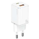 Gobernanza de USAMS. la red. 1xUSB-C + 1xUSB T43 33W (solo cabezal) PD3.0 + QC3.0 Carga rápida blanco/blanco CC144TC02 (US-CC144)