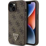 Guess GUHCP15SP4TDPW iPhone 15 6.1" marrón/marrón durocase Piel 4G Triángulo Strass