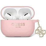 Guess GUAP2LECG4P Cubierta de los AirPods Pro 2 rosa/rosa Liquid Silicona Glitter Triángulo Charm