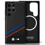 Funda BMW Cuero Tricolor Rayas Cruzadas MagSafe para Samsung Galaxy S25 Ultra negro