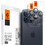Spigen iPhone Protector de cámara Optik.tr "ez Fit" Protector de cámara 2-pack 14 Pro / Pro Max / 15 Pro / Pro Max Azul Titanio