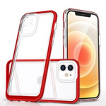 Funda transparente 3 en 1 para iPhone 12 con marco de gel rojo