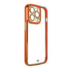 Estuche de moda para iPhone 13 Pro Max Gold Frame Gel Cover Red