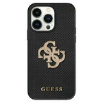 Funda Guess GUHCP15SPSP4LGK iPhone 15 6.1" negro/negro durocase Piel Perforada 4G Glitter Logotipo Case