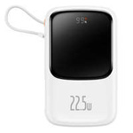 Baseus Qpow Digital Display powerbank con carga rápida 10000mAh 22.5W QC/PD/SCP/FCP con cable USB-C incorporado blanco