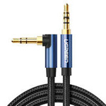 Cable AUX en ángulo Ugreen 2 x mini jack 3.5mm 1.5m azul (AV112)