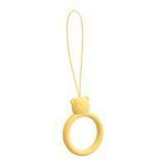 A silicone lanyard for a phone bear ring on a finger yellow