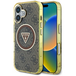 Etui Guess IML Metal Glitter 4G Circle Triangle MagSafe do iPhone 16 brązowy