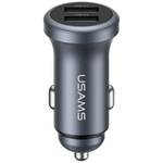 Ładowarka samochodowa USAMS CC320        Aluminium 2.4A 2xUSB-A tarnish
