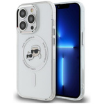 Karl Lagerfeld KLHMP14LHLSKCH iPhone 14 Pro 6.1" biały/white hardcase IML Metal Karl&Choupette Head MagSafe
