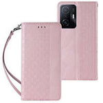 Estuche con correa magnética para Samsung Galaxy A12 5G Estuche tipo billetera + Mini cordón colgante Rosa
