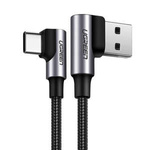 Cable USB a USB-C, acodado UGREEN US176, 3A, 2m (negro)