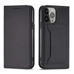 Estuche con tarjeta magnética para Samsung Galaxy S23 con tapa y soporte tipo billetera negro