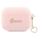 Funda Guess GUAP2LSCHSP Cubierta de los AirPods Pro 2 rosa/rosa Silicona Charm Heart Collection Case