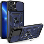 Funda Hybrid Armor Camshield para iPhone 13 Pro funda blindada con tapa de cámara azul