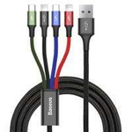 Baseus cable USB 4in1 cable, 2x Lightning / USB Type C / micro USB, nylon braided 3.5A 1.2m black (CA1T4-A01)