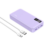 Powerbank 20000mAh Ugreen PB312, 2x USB + USB-C, 20W Fioletowy