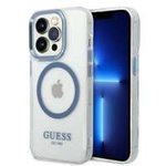 Funda Guess iPhone 14 Pro 6.1" azul/azul duro case Metal Outline MagSafe
