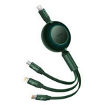 Baseus Bright Mirror 2 cable retráctil 3en1 USB Tipo C - micro USB + Lightning + USB Tipo C 3.5A 1.1m verde (CAMJ010206)