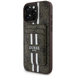 Etui Guess 4G Stripes z portfelem         Magsafe do iPhone 16 Pro Max brązowy