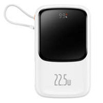 Baseus Qpow power bank 10000mAh cable USB tipo C incorporado 22.5W carga rápida SCP AFC FCP blanco (PPQD020102)