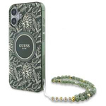 Etui Guess iPhone 16 6.1" zielony/green hardcase IML Flowers Allover Electro With Pearl Strap MagSafe