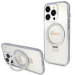 Etui Guess GUHMP15XHRSGSD iPhone 15 Pro Max 6.7" przezroczysty/transparent hardcase Ring Stand Script Glitter MagSafe Case