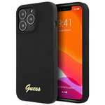 Guess GUHCP13XLSLMGBK iPhone 13 Pro Max 6.7" negro/negro durocase Silicona Script Logo Oro