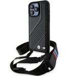 Funda Bmw Bmhcp15l23pscck IPhone 15 Pro 6.1" Black/Black Hardcase M Edition Carbon Stripe &amp; Strap Case