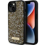 Etui Guess GUHCP15SPFGSBSD iPhone 15 6.1" żółty/yellow hardcase Rhinestone Metal Logo Case