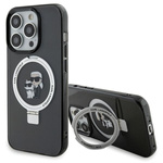 Funda Karl Lagerfeld KLHMP15LHMRSKCK iPhone 15 Pro 6,1" negro/negro durocase Soporte de anillo Karl&Choupettte MagSafe Case